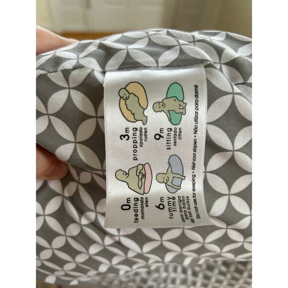 Boppy Grey & White Diamond Baby Nursing & Tummy Time Pillow - Picture 8 of 9